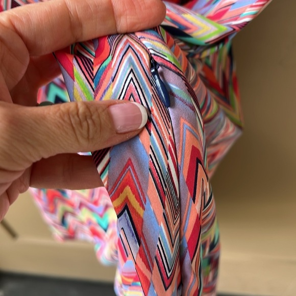 Title Nine Hillary’s Mesh Magic Chevron Colorful Dress. Fit & Flare S Like New - Picture 4 of 6